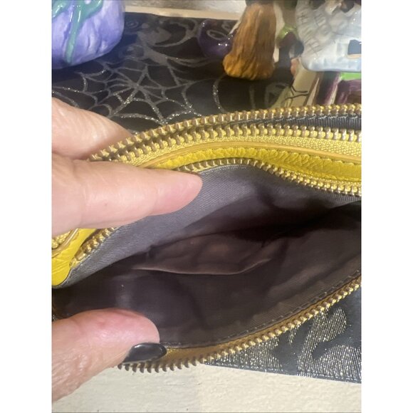 Fossil Leather Yellow Mustard Studded Wristlet Wallet - Picture 12 of 15